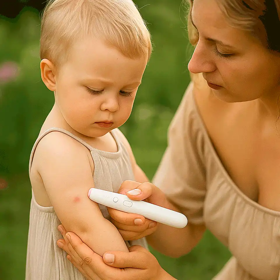 Famille utilisant MossStick en plein air
